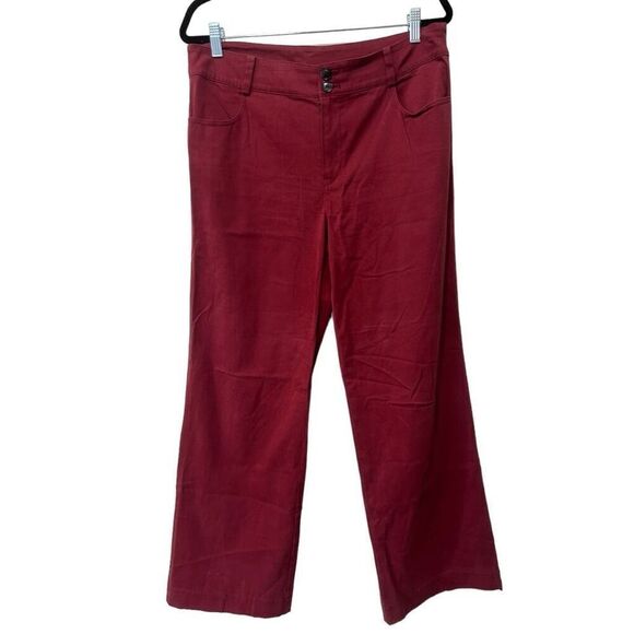 Soft Surroundings Burnt Brick Red Wide Leg Pants Size 12 Vibrant Spring Time